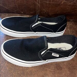 Vans Black Canvas Slip-Ons Womens Sz 7